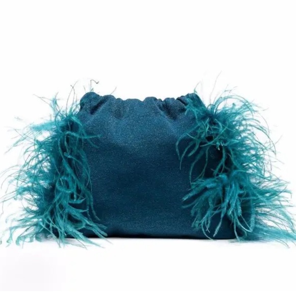 ANTONELLA RIZZA clutch bag feathers teal green - Picture 2 of 7